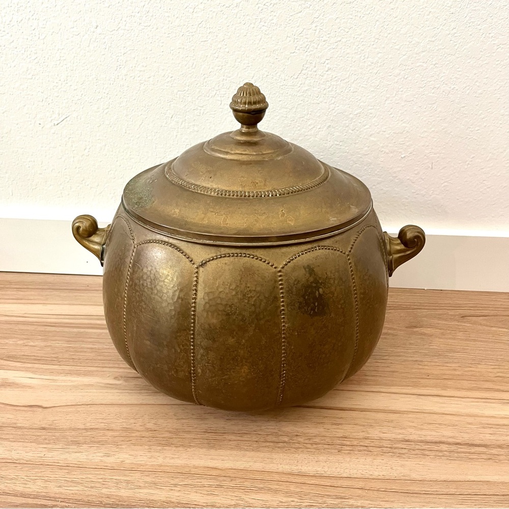 Antique Ignatious Taschner Gold Brass Lidded Pot Punch Bowl